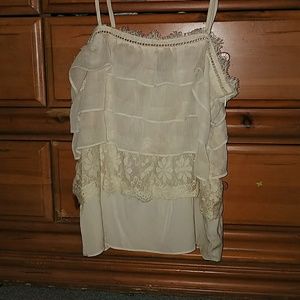 Beige ruffle tank top